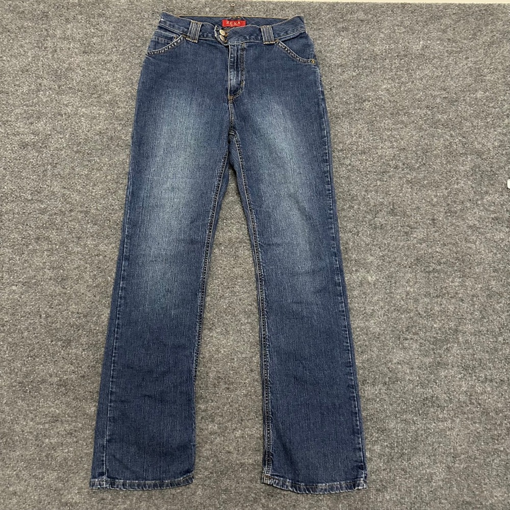 Zena Jeans Womens Size 28 Blue Medium Wash Straight Leg Double Button Casual